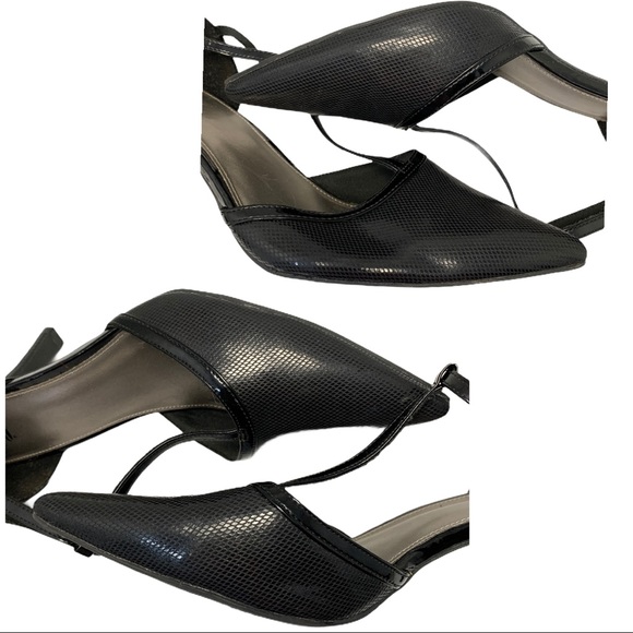 Fioni Black Pointy Toe T Strap Heels- Size 10 - Picture 11 of 14